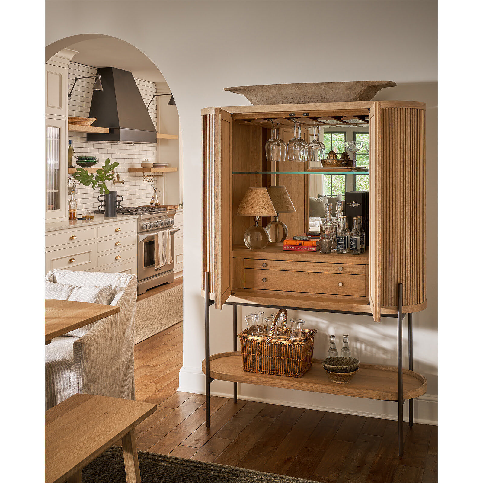 Giorgio 14 inch 60.00 watt Natural Brass Mini Lamp Portable Light in Rattan Shade